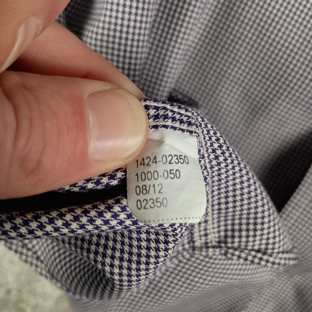 Jos A Bank L Travelers Collection Tailored Fit Purple Houndstooth Mens Shirt - Picture 9 of 9